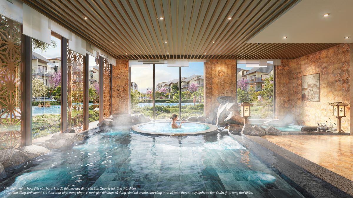 Tại Ikigai Wellness Center, cư dân được trải nghiệm tắm khoáng nóng osen chuẩn Nhật mỗi ngày