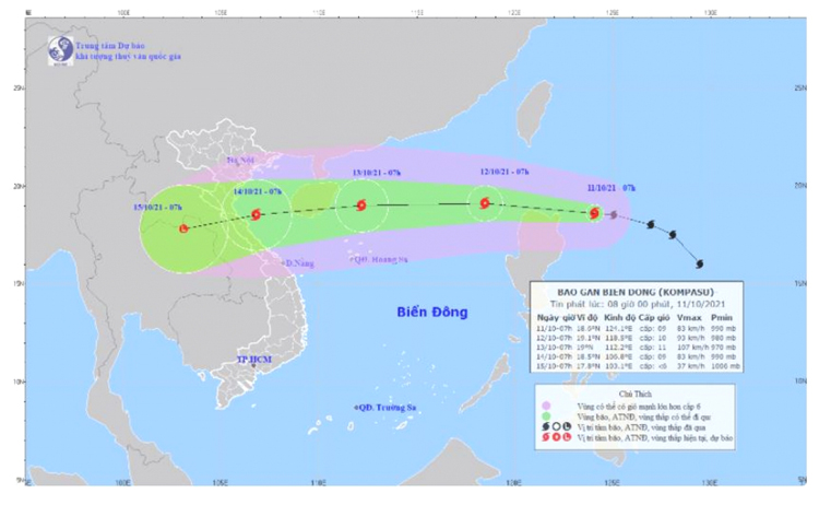 Hướng đi của cơn bão.