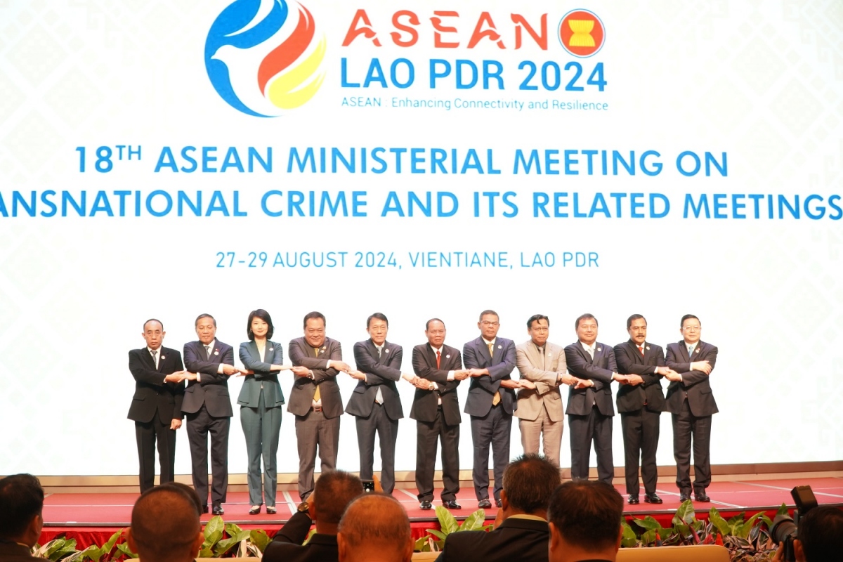 Các đại biểu tham dự Hội nghị Bộ trưởng ASEAN về phòng, chống tội phạm xuyên quốc gia lần thứ 18.